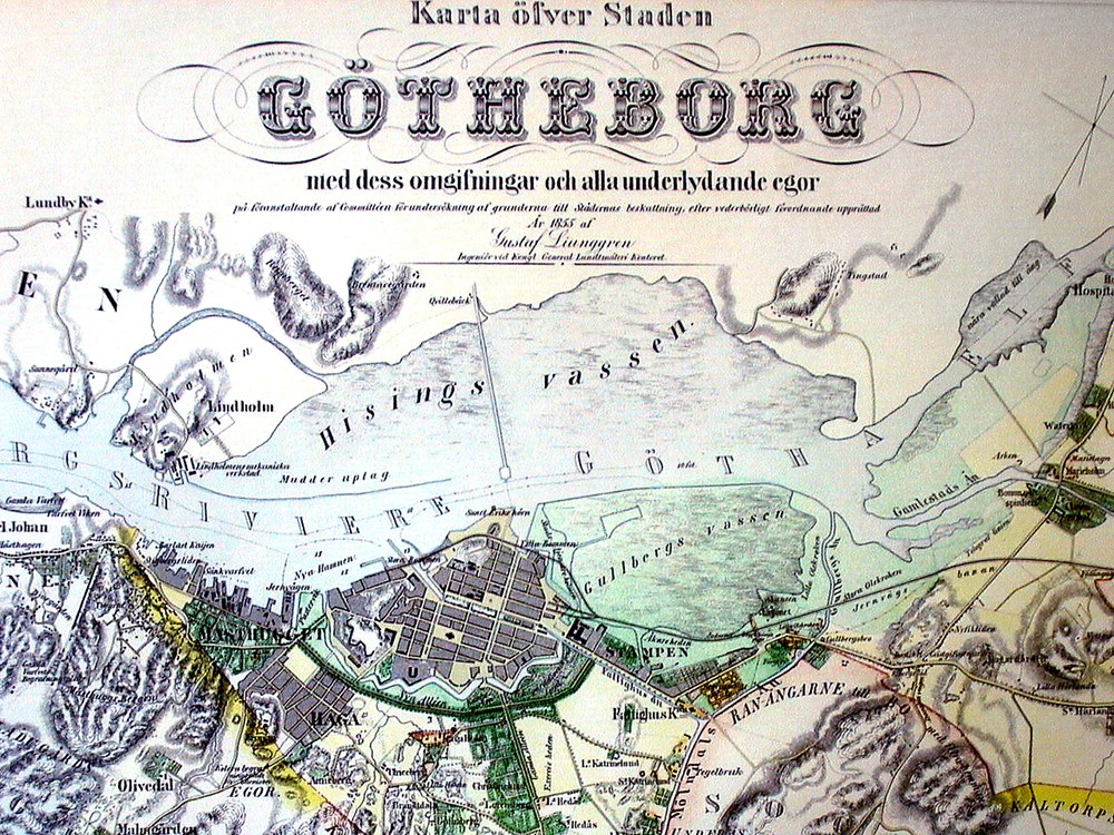 A map from the year 1855 of the Port of Gothenburg